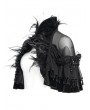 Eva Lady Black Gothic Feather Mesh Spliced Velvet Short Cape for Women