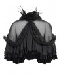 Eva Lady Black Gothic Feather Mesh Spliced Velvet Short Cape for Women