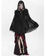 Eva Lady Black Gothic Floral Embroidered Feather Hooded Cloak for Women