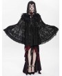 Eva Lady Black Gothic Floral Embroidered Feather Hooded Cloak for Women