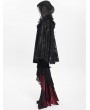 Eva Lady Black Gothic Floral Embroidered Feather Hooded Cloak for Women