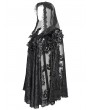 Eva Lady Black Gothic Floral Embroidered Feather Hooded Cloak for Women