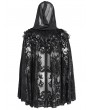 Eva Lady Black Gothic Floral Embroidered Feather Hooded Cloak for Women