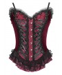 Eva Lady Red Gothic Beaded Lace Victorian Overbust Corset Top for Women