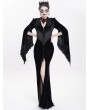 Eva Lady Black Gothic Embroidered Velvet Long Fishtail Dress Coat 