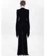 Eva Lady Black Gothic Embroidered Velvet Long Fishtail Dress Coat 
