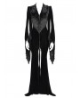 Eva Lady Black Gothic Embroidered Velvet Long Fishtail Dress Coat 