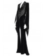 Eva Lady Black Gothic Embroidered Velvet Long Fishtail Dress Coat 