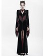 Eva Lady Black and Red Gothic Embroidered Velvet Long Fishtail Dress Coat