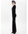Eva Lady Black and Red Gothic Embroidered Velvet Long Fishtail Dress Coat