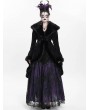 Eva Lady Black Gothic Floral Embroidered Fluffy Fur Coat for Women
