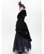 Eva Lady Black Gothic Floral Embroidered Fluffy Fur Coat for Women