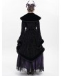 Eva Lady Black Gothic Floral Embroidered Fluffy Fur Coat for Women