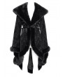 Eva Lady Black Gothic Floral Embroidered Fluffy Fur Coat for Women