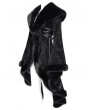 Eva Lady Black Gothic Floral Embroidered Fluffy Fur Coat for Women