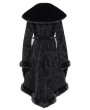 Eva Lady Black Gothic Floral Embroidered Fluffy Fur Coat for Women
