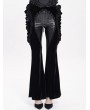 Eva Lady Black Gothic Flower Faux Leather Velvet Flared Pants for Women
