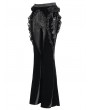 Eva Lady Black Gothic Flower Faux Leather Velvet Flared Pants for Women