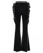Eva Lady Black Gothic Flower Faux Leather Velvet Flared Pants for Women