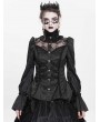 Eva Lady Black Vintage Gothic Jacquard Lace Paneled Long Sleeve Shirt for Women
