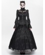 Eva Lady Black Vintage Gothic Jacquard Lace Paneled Long Sleeve Shirt for Women