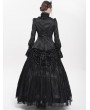 Eva Lady Black Vintage Gothic Jacquard Lace Paneled Long Sleeve Shirt for Women