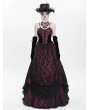 Eva Lady Red Gothic Floral Lace Velvet Beaded Long Slip Party Dress