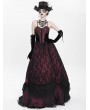 Eva Lady Red Gothic Floral Lace Velvet Beaded Long Slip Party Dress