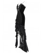 Eva Lady Black Gothic Embroidered Irregular Ruffled Velvet High-Low Dress