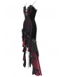 Eva Lady Red Gothic Embroidered Irregular Ruffled Velvet High-Low Dress