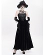 Eva Lady Black Gothic Lace Spliced Velvet Tassel Long Slip Dress
