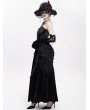Eva Lady Black Gothic Lace Spliced Velvet Tassel Long Slip Dress