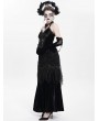 Eva Lady Black Sexy Gothic Halter Ruched Hollow Out Velvet Maxi Dress
