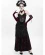 Eva Lady Black and Red Sexy Gothic Halter Ruched Hollow Out Velvet Maxi Dress