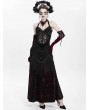 Eva Lady Black and Red Sexy Gothic Halter Ruched Hollow Out Velvet Maxi Dress