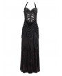 Eva Lady Black and Red Sexy Gothic Halter Ruched Hollow Out Velvet Maxi Dress