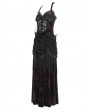 Eva Lady Black and Red Sexy Gothic Halter Ruched Hollow Out Velvet Maxi Dress