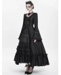 Eva Lady Black Vintage Gothic Embroidered Lace Ruffled Bell Long Sleeve Maxi Dress