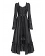 Eva Lady Black Vintage Gothic Embroidered Lace Ruffled Bell Long Sleeve Maxi Dress