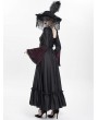 Eva Lady Red Vintage Gothic Embroidered Lace Ruffled Bell Long Sleeve Maxi Dress