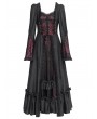 Eva Lady Red Vintage Gothic Embroidered Lace Ruffled Bell Long Sleeve Maxi Dress