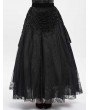 Eva Lady Black Gothic Beaded Embroidered Floral Layered Mesh Long Skirt