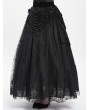 Eva Lady Black Gothic Beaded Embroidered Floral Layered Mesh Long Skirt