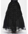 Eva Lady Black Gothic Beaded Embroidered Floral Layered Mesh Long Skirt