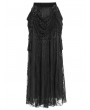 Eva Lady Black Gothic Beaded Embroidered Floral Layered Mesh Long Skirt