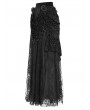 Eva Lady Black Gothic Beaded Embroidered Floral Layered Mesh Long Skirt