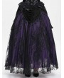 Eva Lady Black and Purple Gothic Beaded Embroidered Floral Layered Mesh Long Skirt