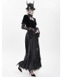 Eva Lady Black Gothic Cross Chain Pleated Wrap High Waist Long Skirt