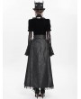 Eva Lady Black Gothic Cross Chain Pleated Wrap High Waist Long Skirt