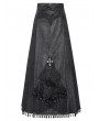Eva Lady Black Gothic Cross Chain Pleated Wrap High Waist Long Skirt